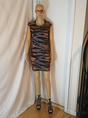 🔥 🔥 NWOT Alexander McQueen Multicolor, Gennplad, Zebra Print Design Dress